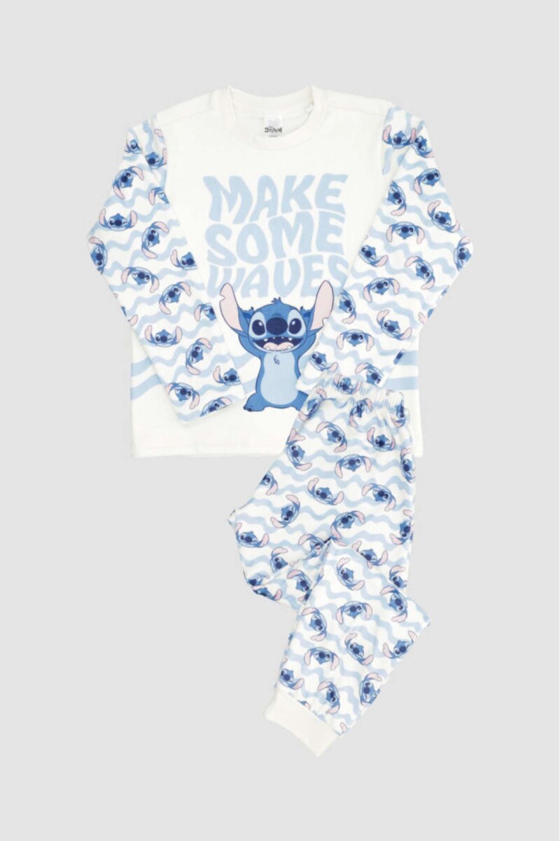 Pijama infantil stitch con manga larga pantalon - Celeste 