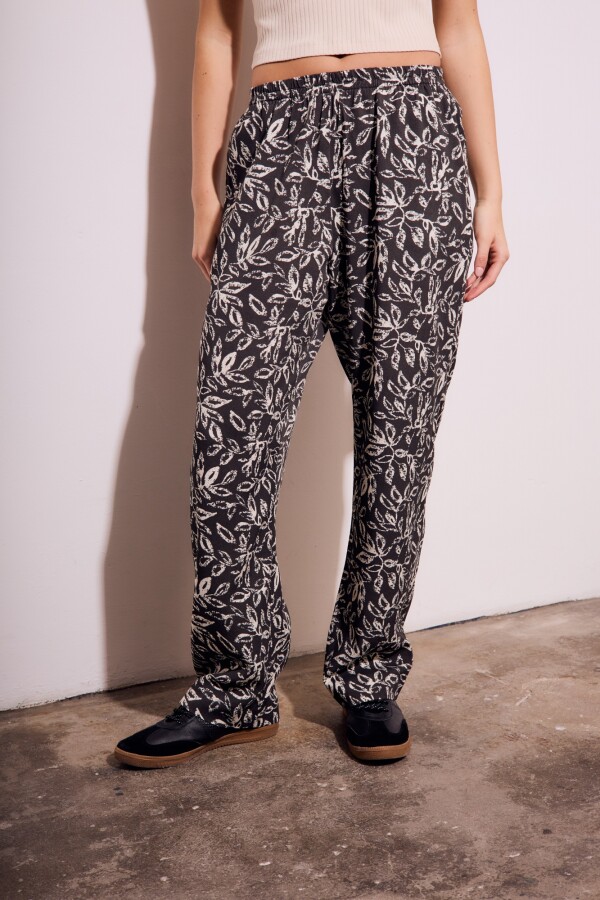 Pantalón Estampado Negro