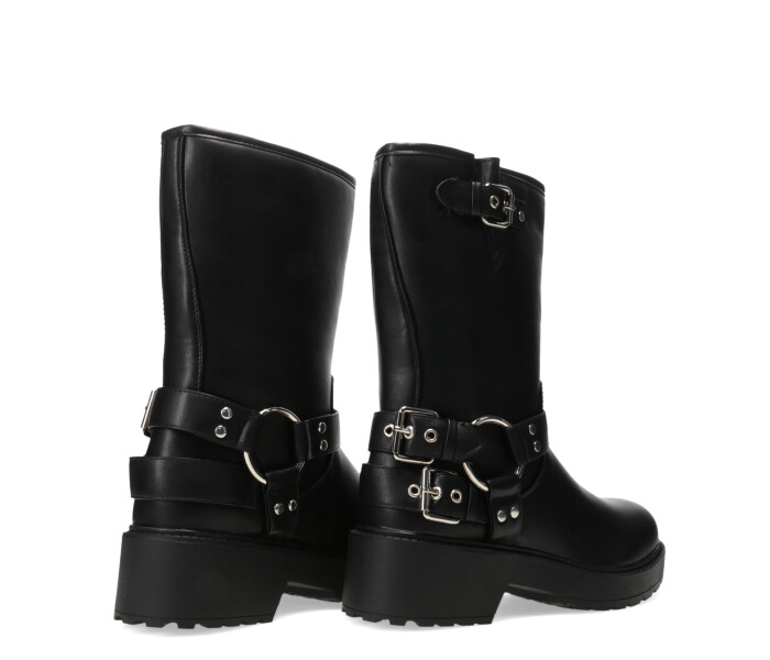 Bota SEKONG con tiras y tachas Black