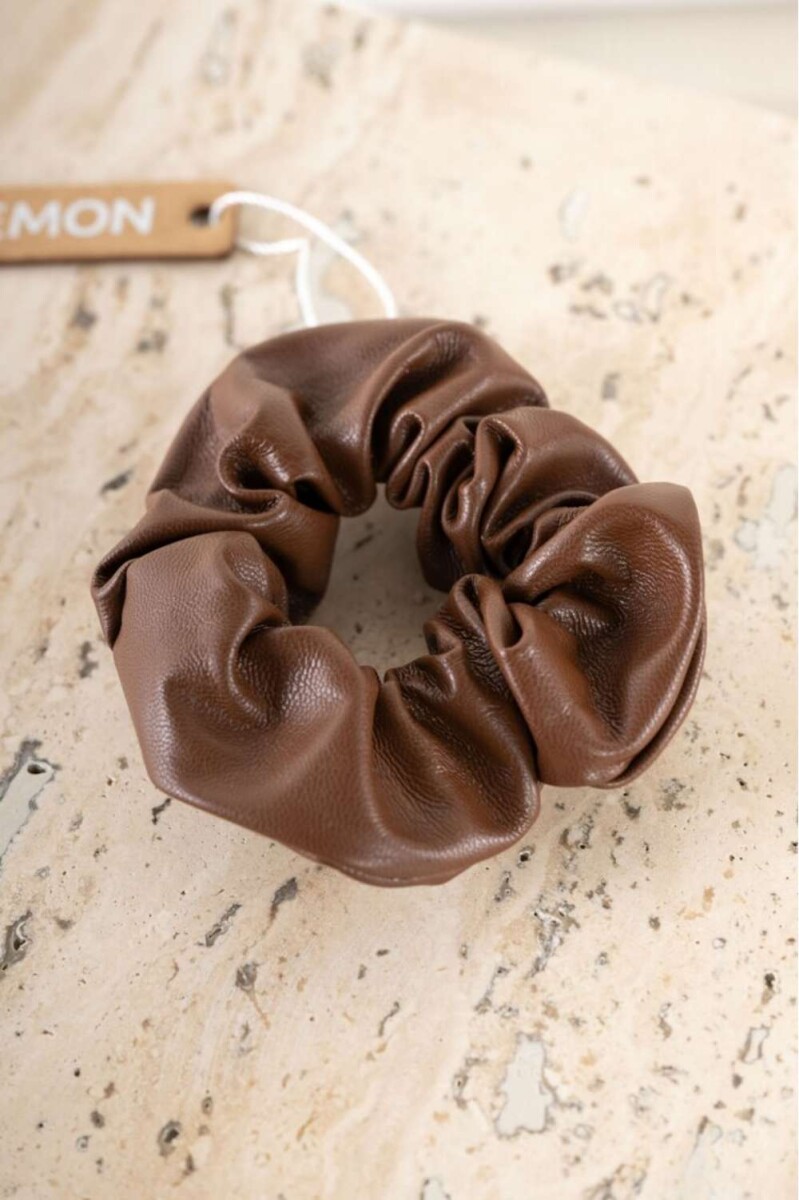 Scrunchie Cuero Vegano - Whisky 