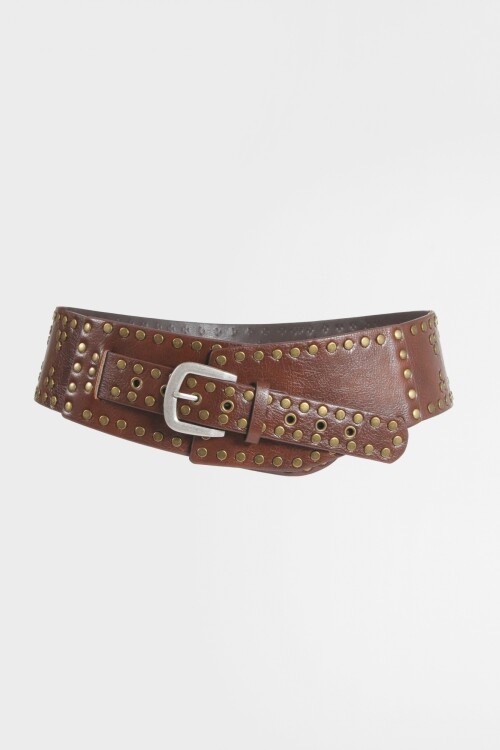 Cinturón faja tachas marrón