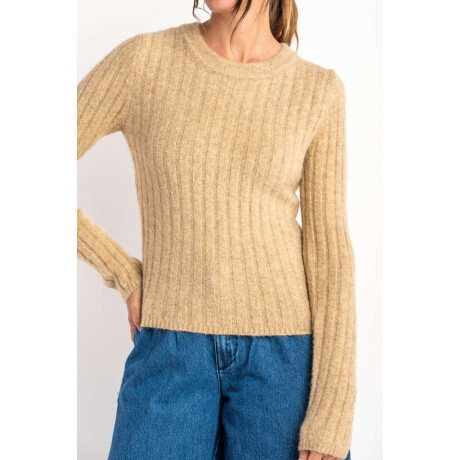 Sweater Grueso Acanalado Arena