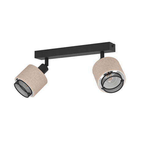 Lámpara de techo 2xE27 acero negro y pantalla lino EG6142