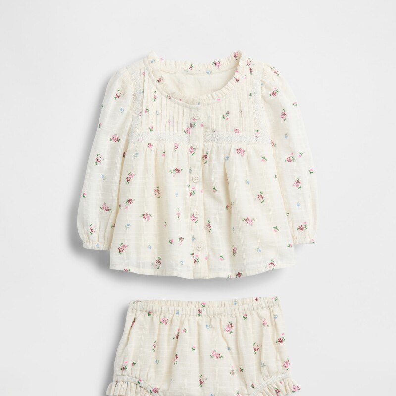 G LS LACE BBL SET IVORY FROST FLORAL