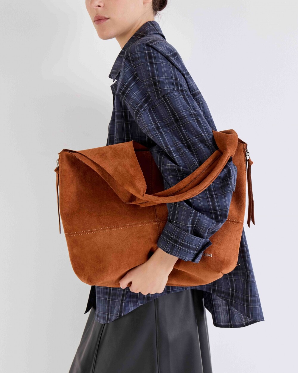 Shopper Amalfi en efecto gamuza Tabaco