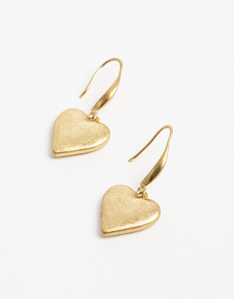 Aros Colgantes Cortos Color Aros Colgantes Cortos Corazón - Dorado Oro Amarillo