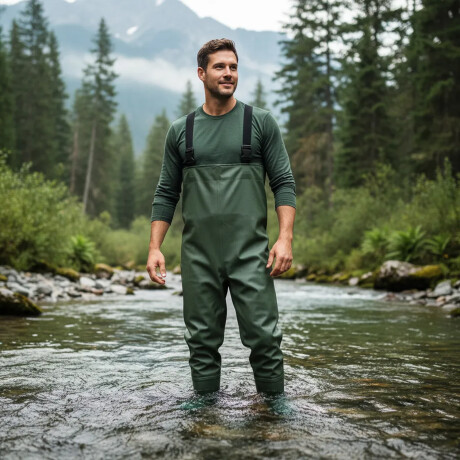 Wader Pantalon Para Pesca Completo Pvc Super Resistente Verde Militar