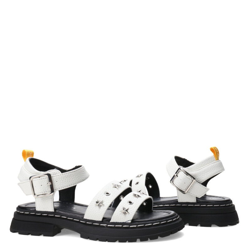 Sandalias de Niña MINI Miss Carol Tartan Con Tachas Blanco