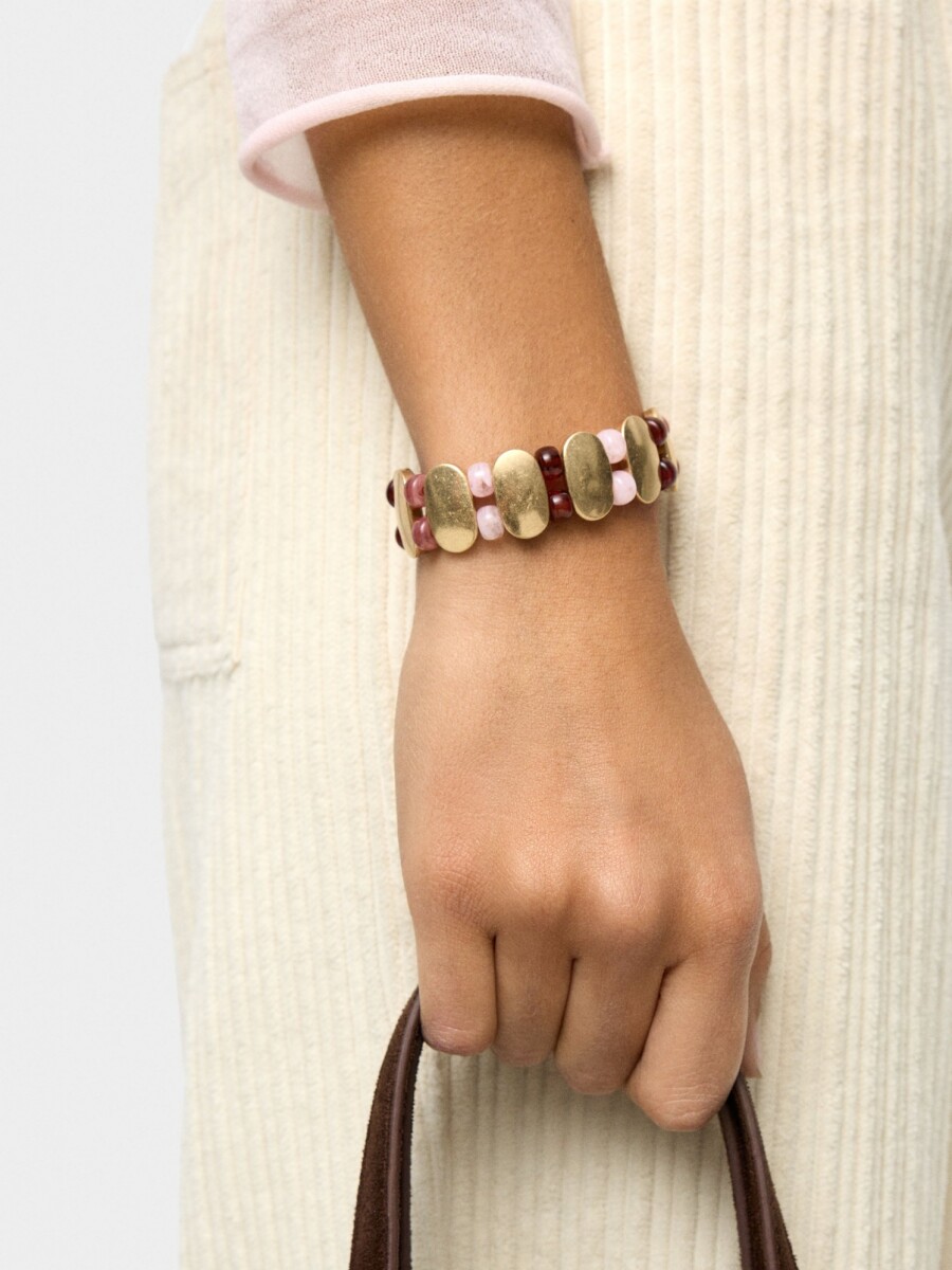 Pulsera Elástica De Cuentas Efecto Piedra multicolor