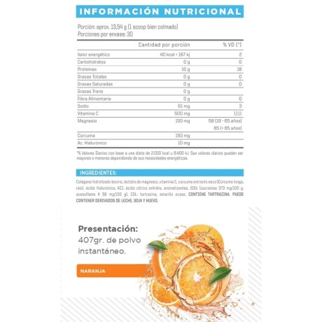 Colágeno Sport con Magnesio, Cúrcuma y Acido Hialurónico ENA 407 gr Naranja