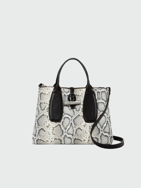Longchamp -Cartera de cuero imitación Pitón Roseau Essential Combinado