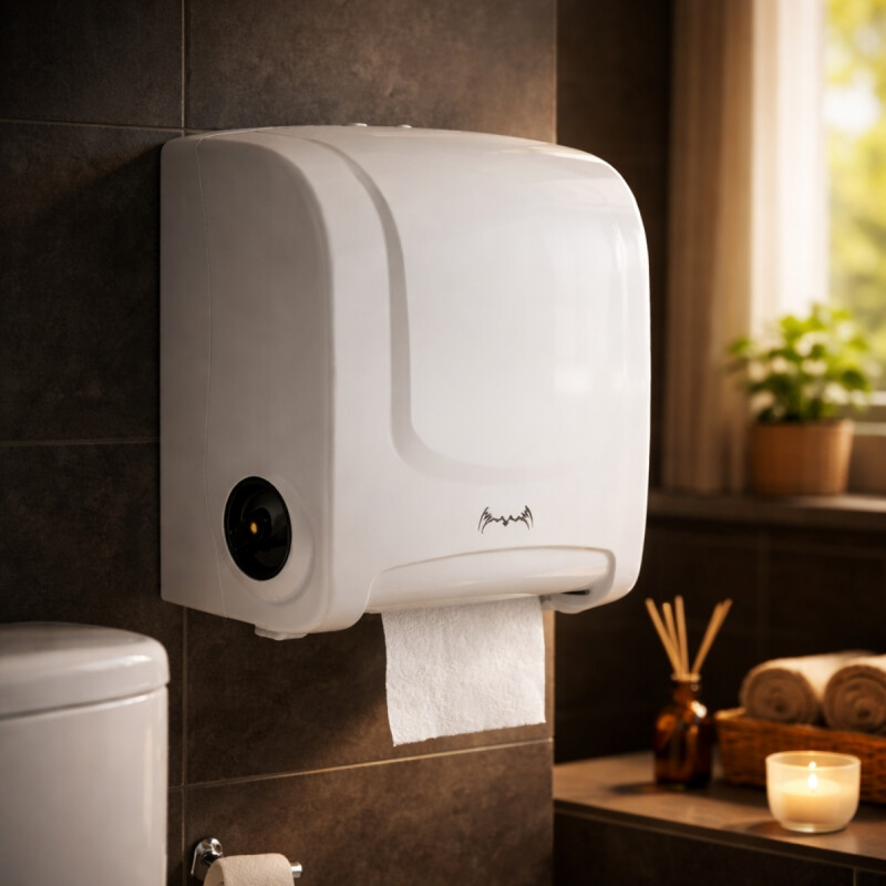 Dispensador plástico de papel toalla en rollo BLANCO