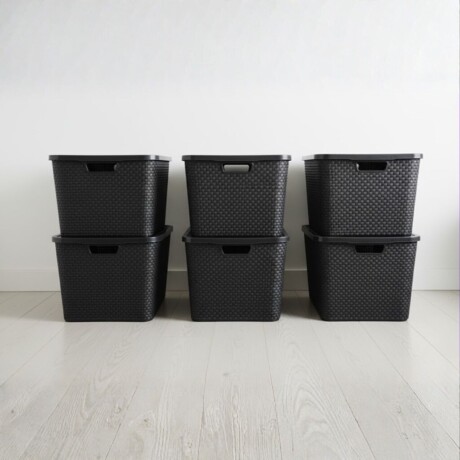 Set x6 Caja ratán 40 lts NEGRO