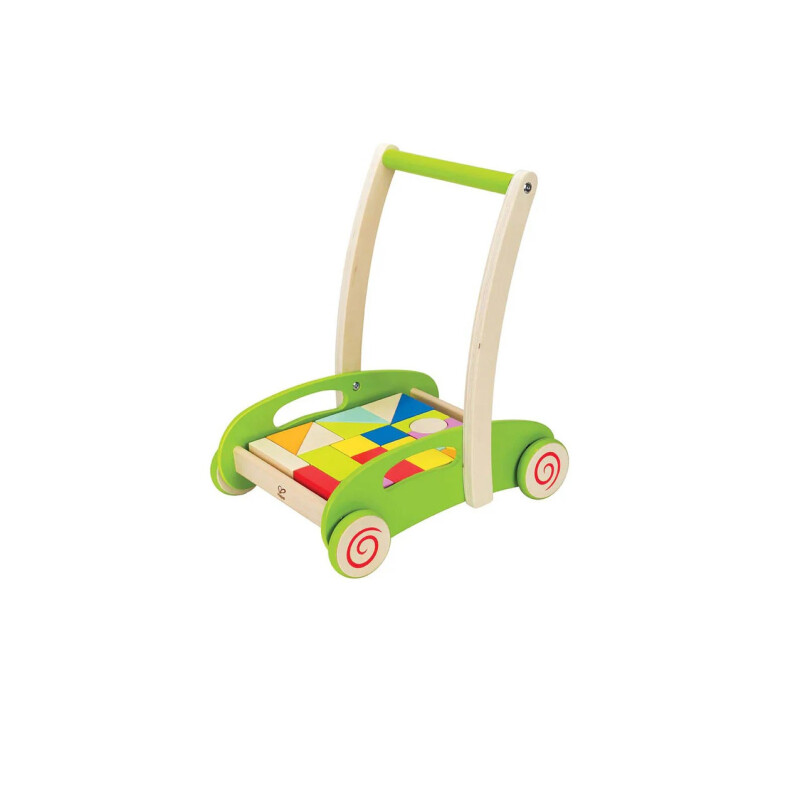 Caminador de madera, carro con bloques Caminador de madera, carro con bloques