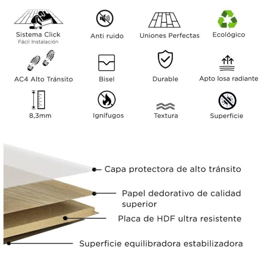 Piso Flotante Roble AC4 Roble Caramel