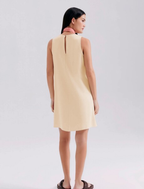 VESTIDO CORTO SIN MANGAS BEIGE