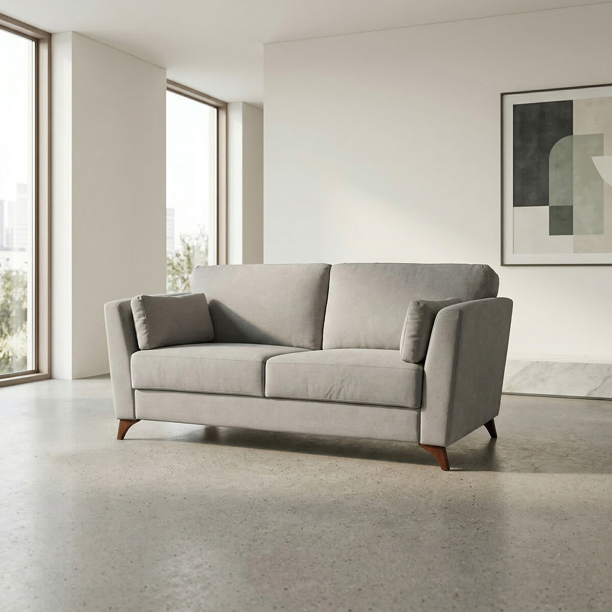 Sofá Capri - Tela Microfibra - 2 cuerpos - Kruger 06-155 (Ceniza) 