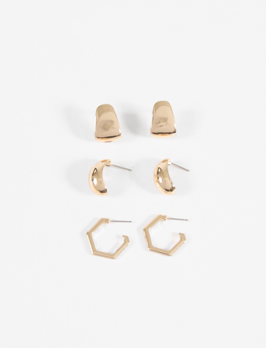 Set de caravanas pequeñas con forma - dorado 