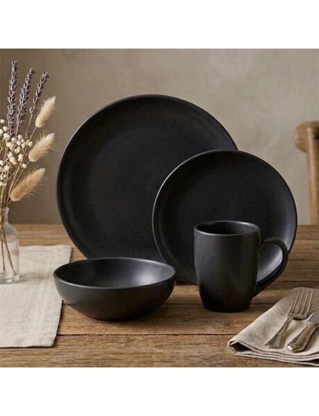 SET 16 PIEZAS STONEWARE D27-21-18/410ML MONO BLACK THOMSON SET 16 PIEZAS STONEWARE D27-21-18/410ML MONO BLACK THOMSON