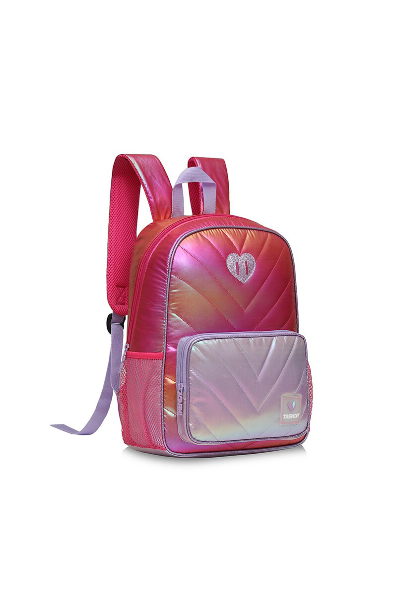 Mochila metalizada puffer Rosa