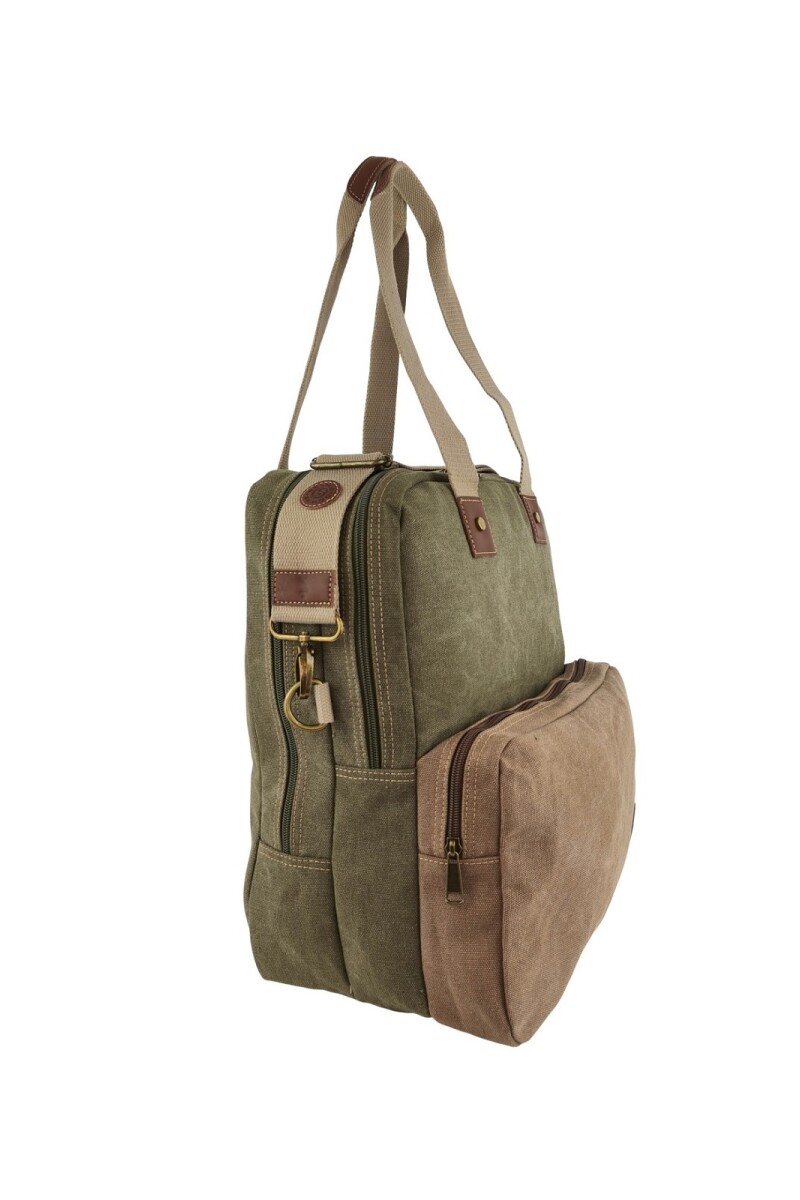 Bolso porta laptop de lona Verde con Marrón
