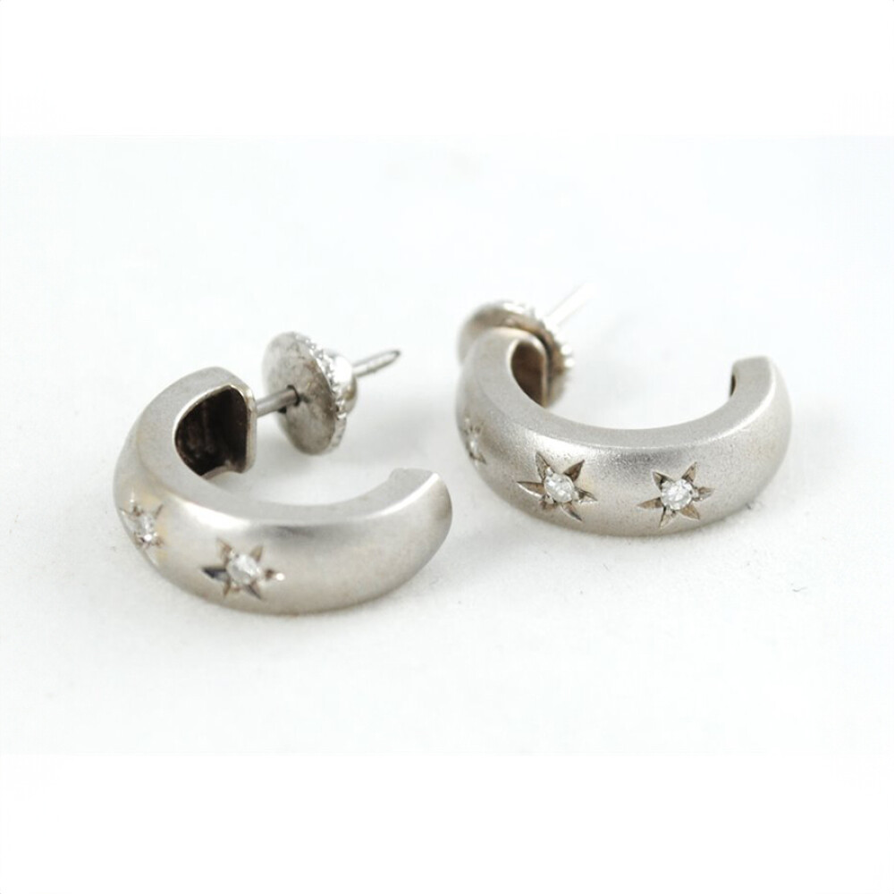 Caravanas Oro 18K Blanco Con Brillantes Caravanas Oro 18K Blanco Con Brillantes