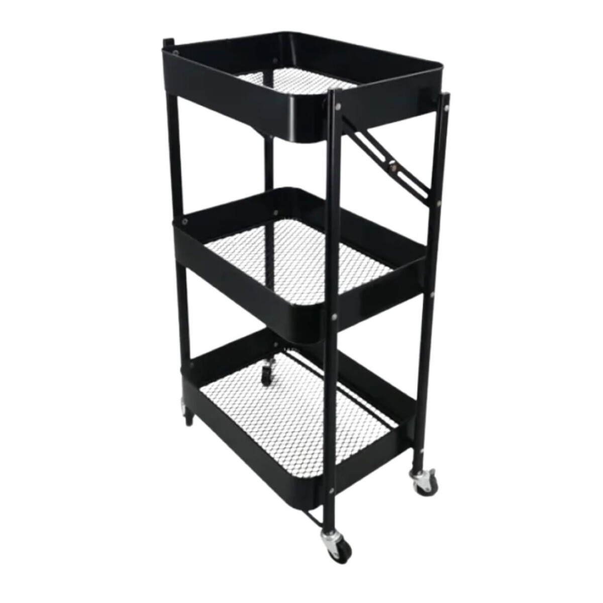 Organizador 3 Estantes Canastos C/Ruedas NEGRO 