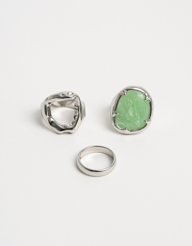 Sets Anillos Metal Anillos Set X3 De Metal - Plateado