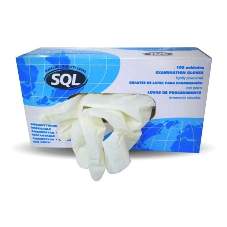 Caja de 100 Unidades de Guantes de Examen de Latex SQL BLANCO