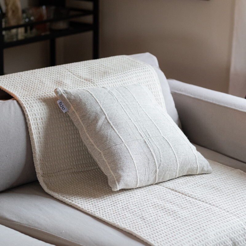 Funda de almohadón algodón 45x45cm Rayas Greige