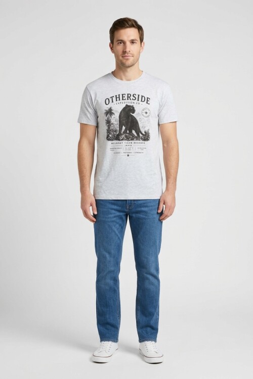 Camiseta estampada Pantera GRIS MELANGE