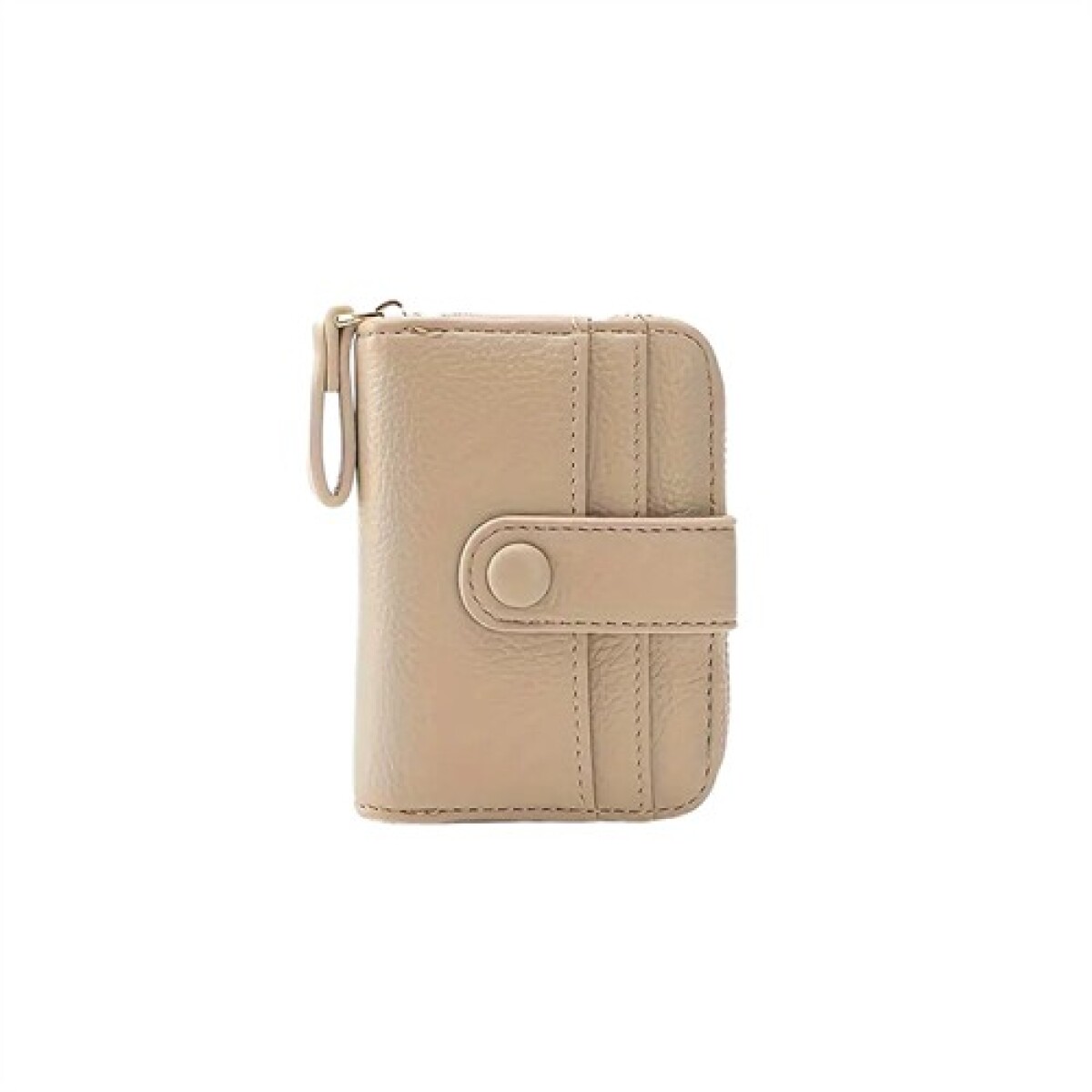 Billetera tarjetero con cierre y broche - Beige 
