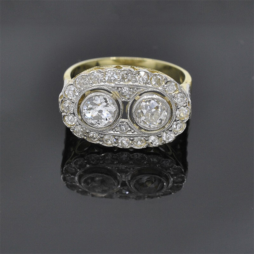 Anillo Antiguo En Oro 18K Y Brillantes Anillo Antiguo En Oro 18K Y Brillantes