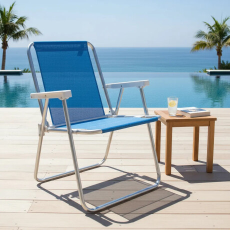 Silla Alta Aluminio Reposera Mor 110 kg Plegable Sannet Azul