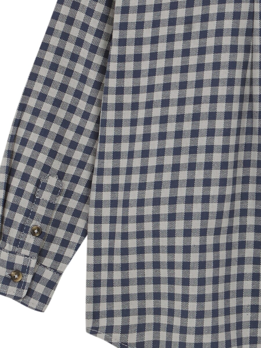 Camisa De Cuadros Con Smo Azul Medio Oscuro