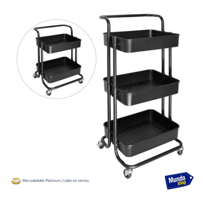 Organizador Estanteria Pvc 3 Niveles Baño Cocina Negro