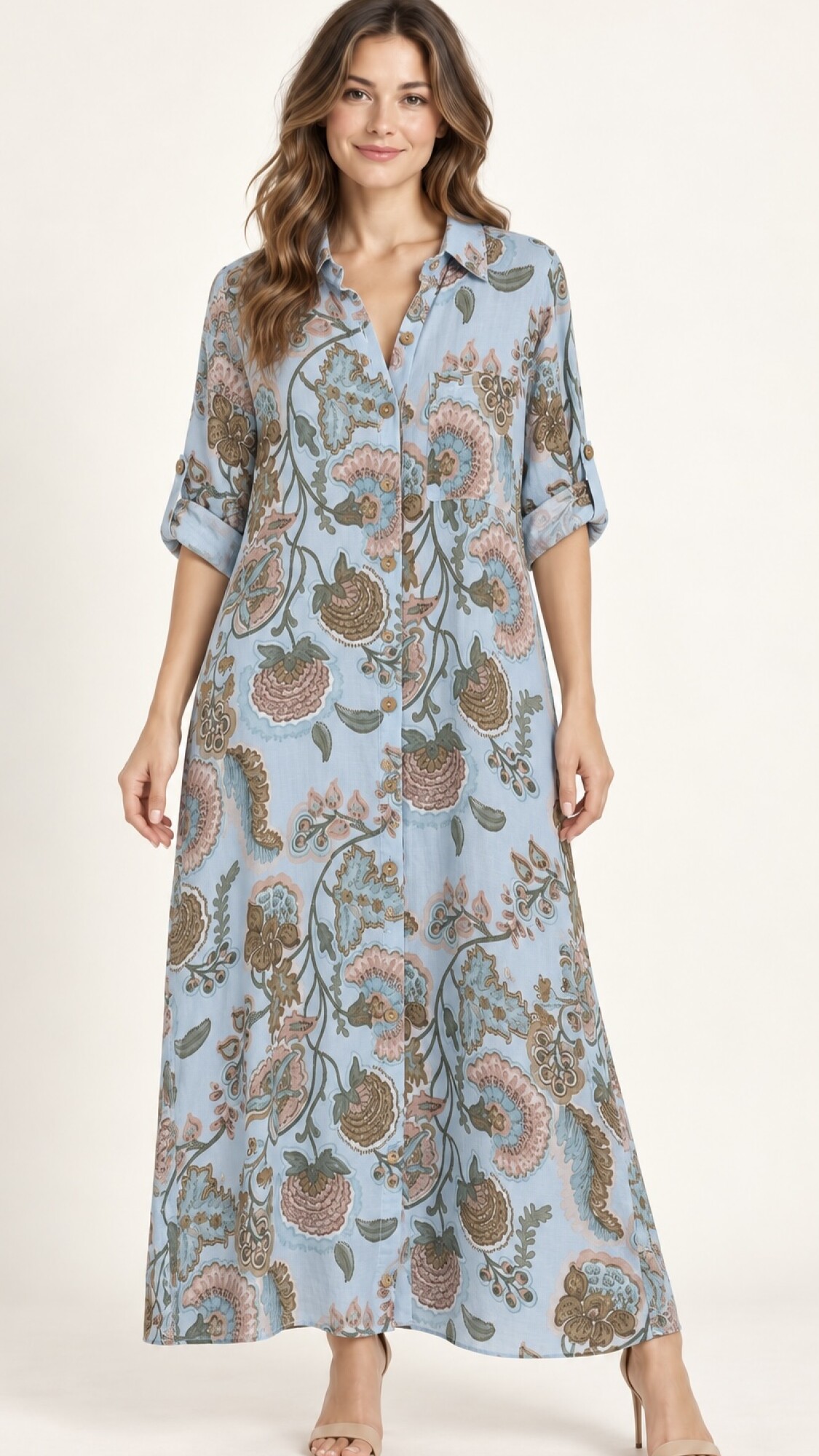 VESTIDO CAMISERO ALLI Celeste