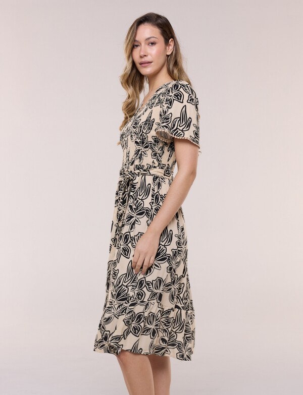 Vestido Punto Smock NEGRO/BEIGE