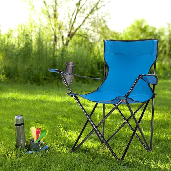 Silla Plegable De Camping Con Portavasos Exteriores Funda Variante Color Azul