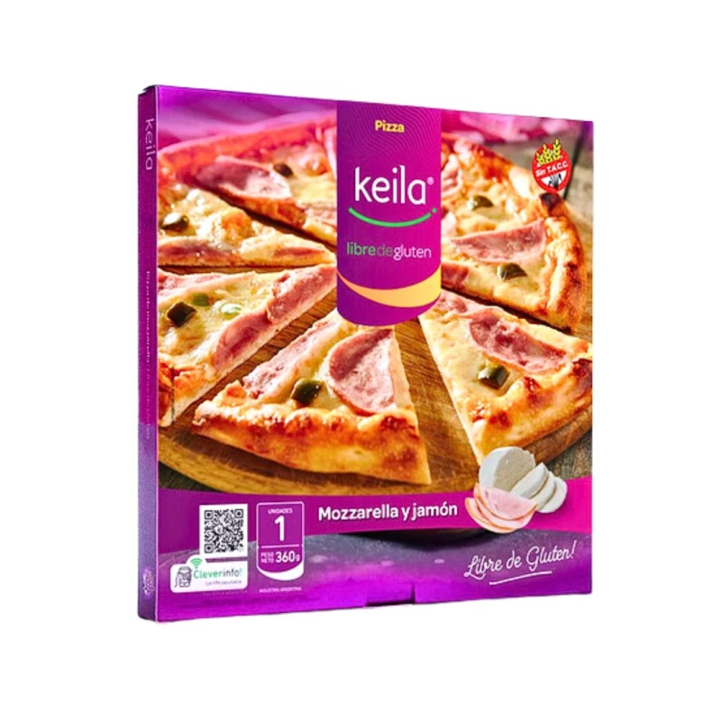 Pizza con Muzzarela y Jamón Keila - 1 ud - 360 gr Pizza con Muzzarela y Jamón Keila - 1 ud - 360 gr
