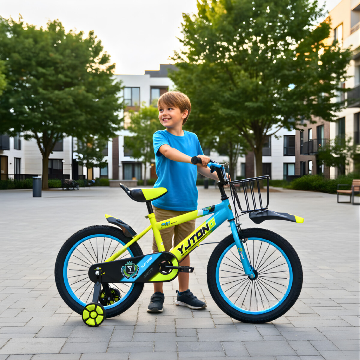 Bicicleta Infantil Yjtong R16 Canasto Parrilla Guardabarros - Amarillo 1 