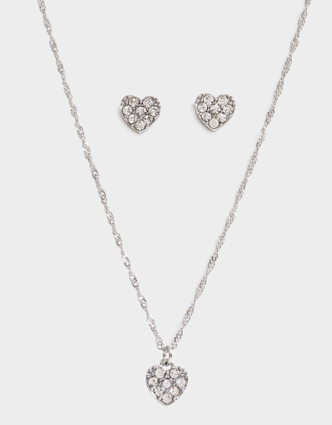 Bijouterie Set Con strass Set De Collar Y Aros Con Strass - Plateado