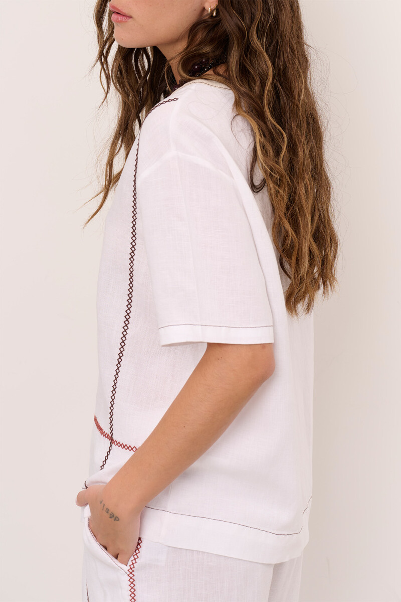BLUSA LINO CRUZ BLANCO