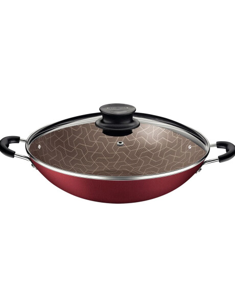 Wok con Tapa en Aluminio Tramontina Paris con Antiadherente Starflon Max Rojo 32cm Wok con Tapa en Aluminio Tramontina Paris con Antiadherente Starflon Max Rojo 32cm