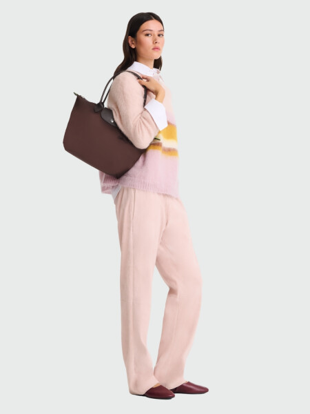 Le Pliage Green M Tote Bag Negro Estampado