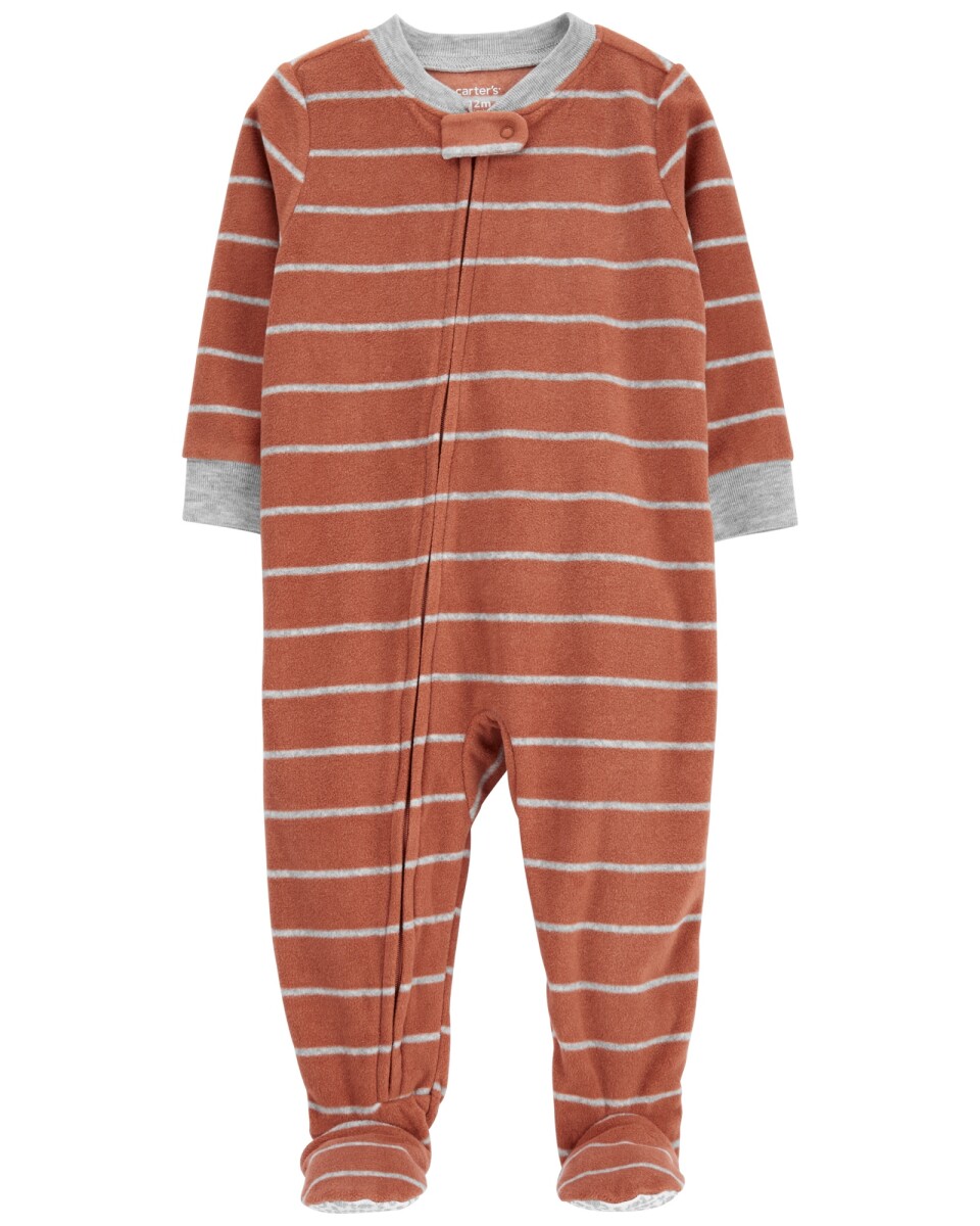 Pijama una pieza de micropolar con pie diseño a rayas 