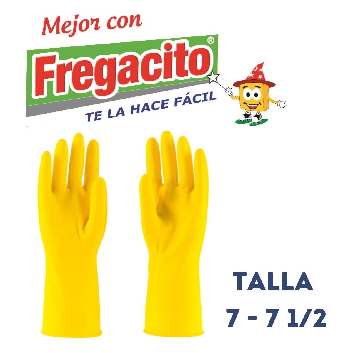 Guantes de Latex Fregacito Amarillos Talla 7 - 7 1/2 