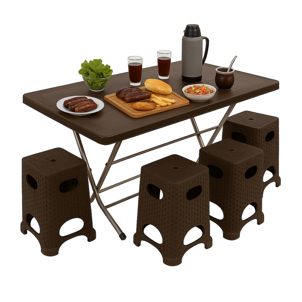 Juego De Jardín Mesa Plegable 4 Bancos Juego De Jardín Mesa Plegable 4 Bancos