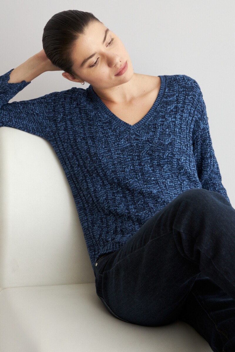 Sweater cinta estructuras azul marino