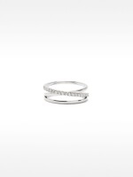 Anillo Efecto Triple Y Circonitas plateado